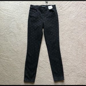 Express High Rise Rhinestone Studded Legging Jeans Skinny Pants Washed Black 4